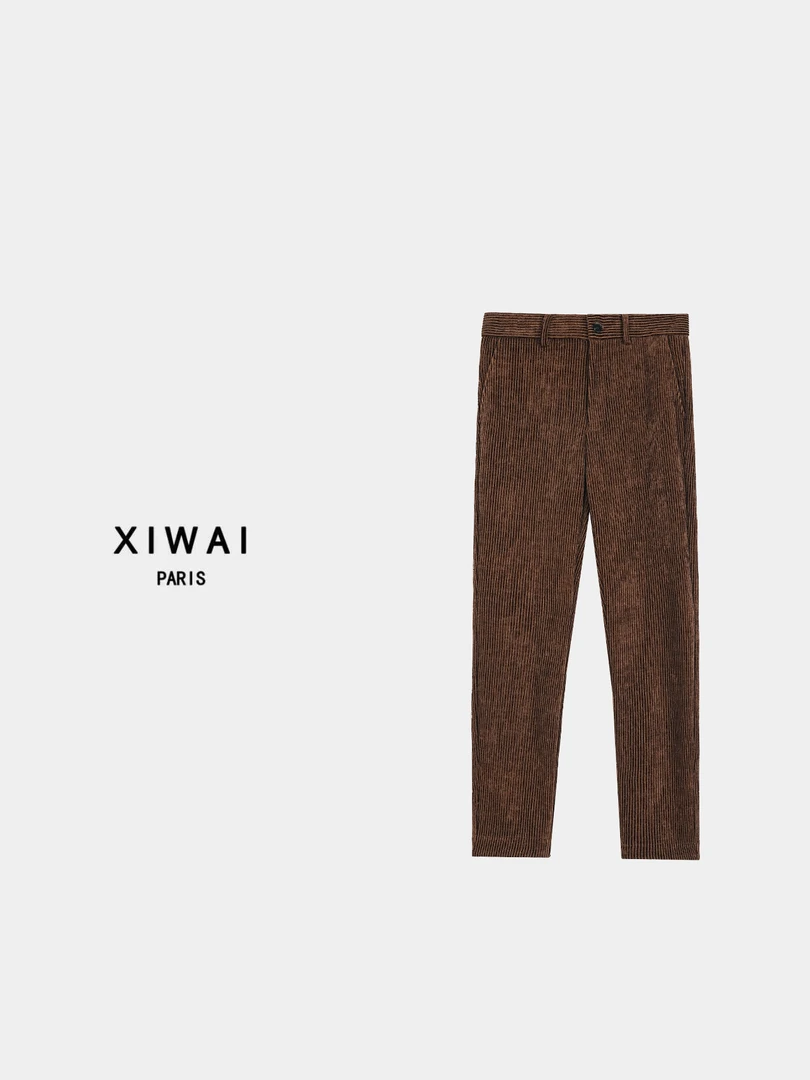 高级男装 秋冬新品24s男士加厚简约商务直筒休闲裤 7051