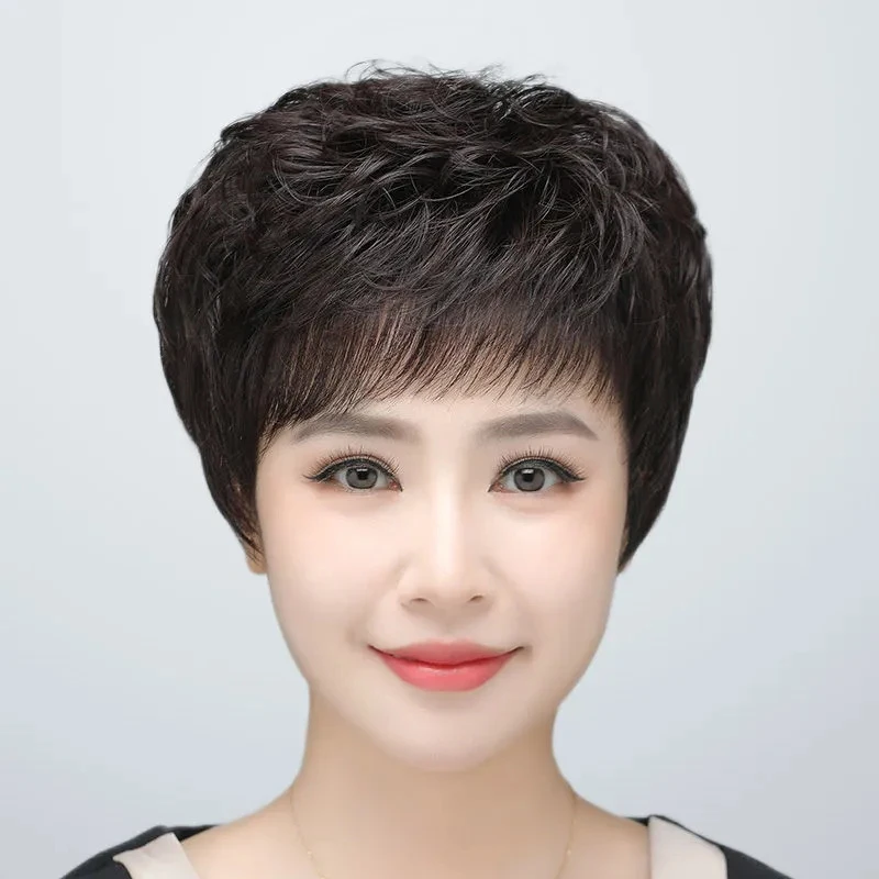 【夏季轻薄款】假发女全头套水波纹遮盖白发中老年妈妈发套短发时尚