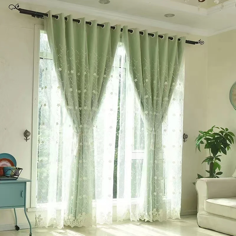 《牛奶丝布纱一体》双层窗帘布纱一体遮光网红简约客厅卧室搭配韩式