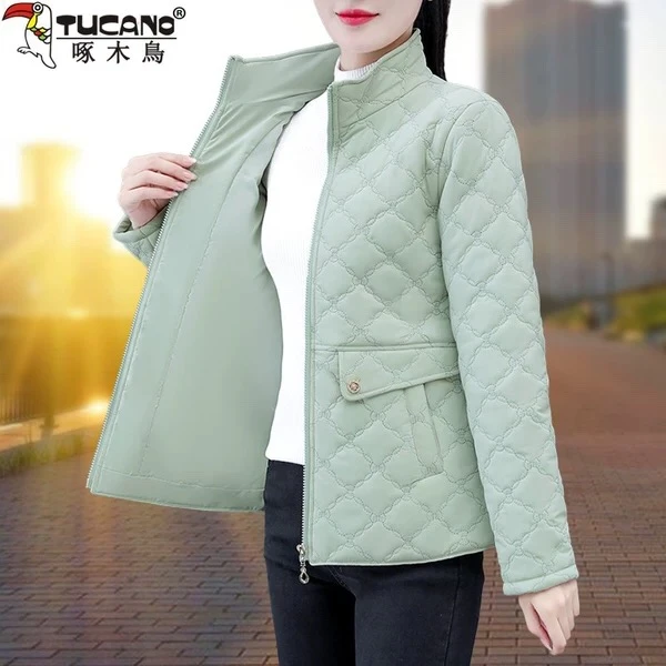 【官方品牌】啄木鳥时尚保暖棉衣女2024新款秋冬休闲百搭棉服小棉袄