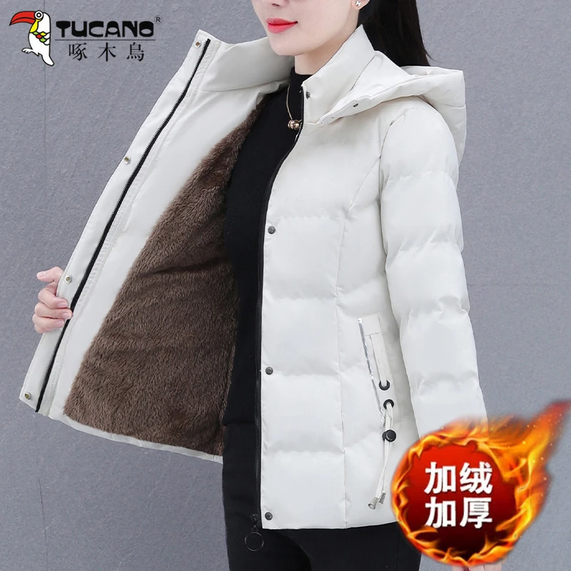 【官方品牌】啄木鳥时尚加厚棉服女士2025年秋冬季新款宽松保暖棉衣