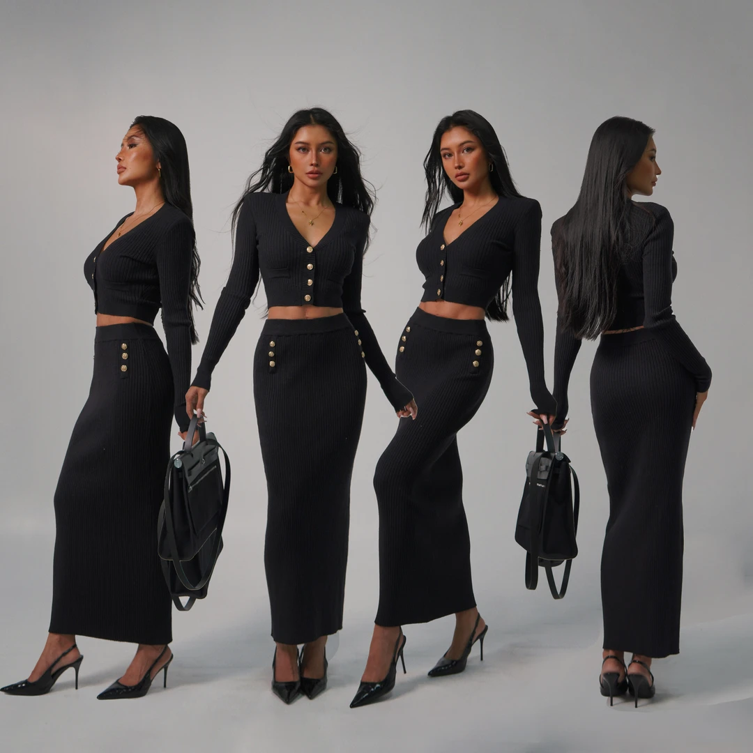 风浅秋樱 欧美辣妹带垫肩毛织上衣 上衣/裙子 M054/M055