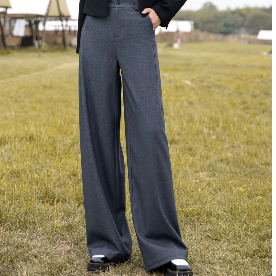 2025秋季YA3H2072新款A版窄版高腰阔腿垂感直筒裤显瘦遮肉百搭