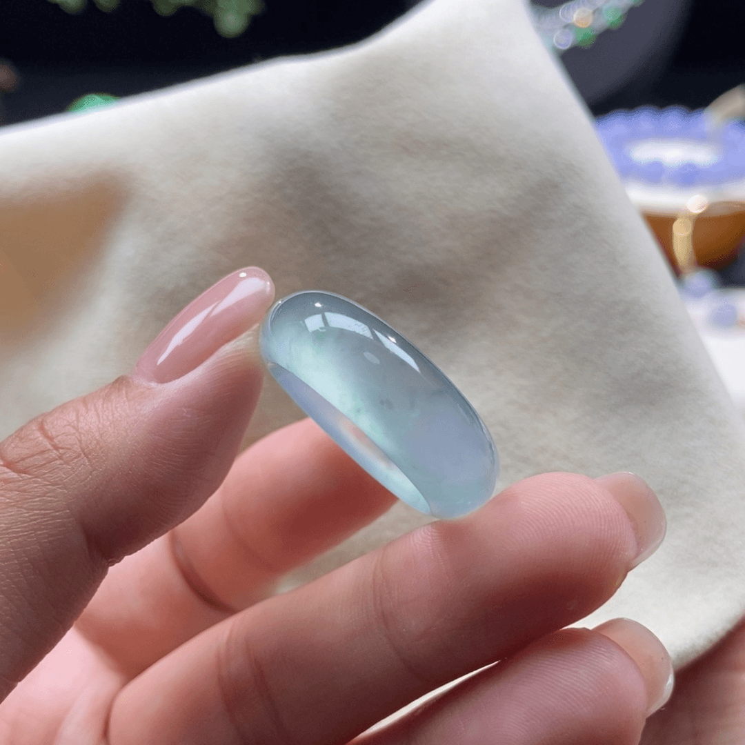 翡翠颈饰未镶嵌高冰起杆戒圈15#