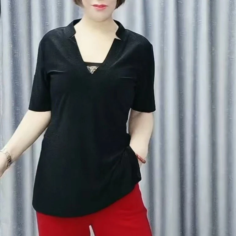 【浩婷雪娟舞服】v领两头剪半袖衫（男女同款）