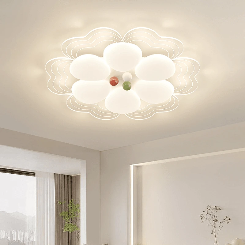 主卧室灯奶油风现代简约花朵轻奢圆形灯云朵客厅餐厅全光谱吸顶灯