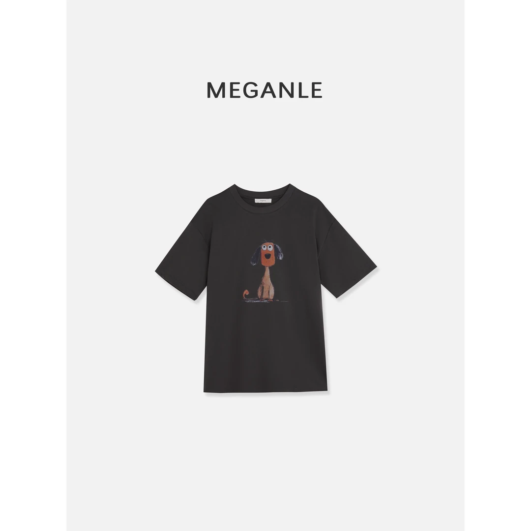 【趣味狗狗】MEGANLE  减龄休闲宽松印花短袖T恤2024254