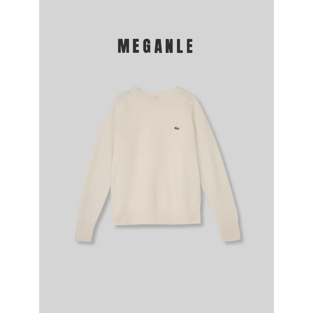 【MEGANLE】百搭休闲亲肤舒适纯色圆领套头针织上衣2023326