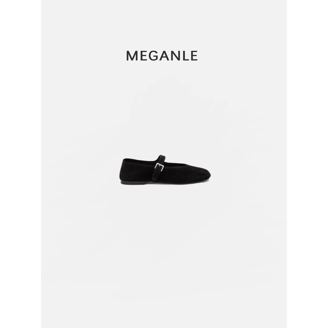 【MEGANLE】简约气质绒面浅口圆头玛丽珍平底单鞋PX024021