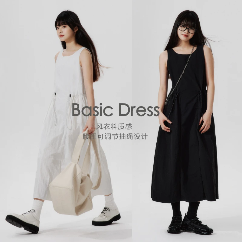 PSOBrand宽松连衣裙女装连衣裙轻薄尼龙风衣料无袖连衣裙NQZ014