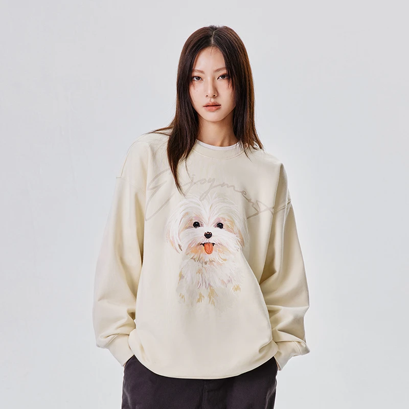 PSO Brand【加绒款】420克针织可爱小狗圆领卫衣休闲百搭上衣PWY052