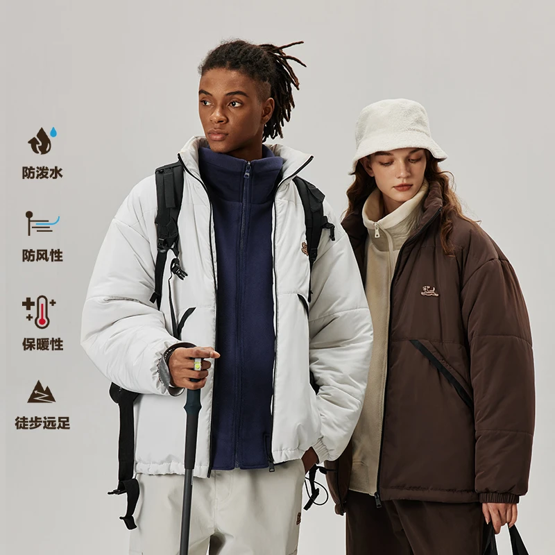 PSOBrand加厚情侣冬季防风泼水徒步运动潮立领拉链开襟棉服PHW008
