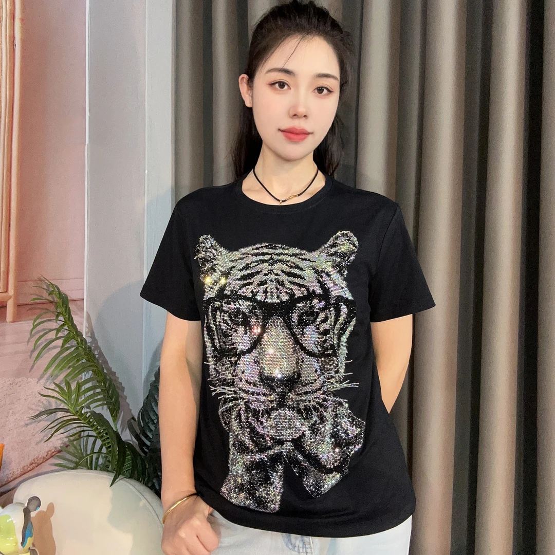 【BC严选】欧货重工精选时尚短袖百搭烫钻潮流显瘦正肩大码女装长袖