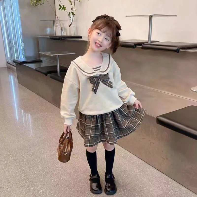 女童套装2023新款卫衣百褶裙学院风洋气时髦韩版潮流网红可爱公主