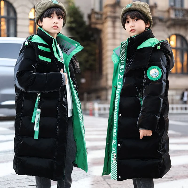 儿童羽绒服男童长款过膝2023新款中大童加厚童装免洗冬季外套洋气