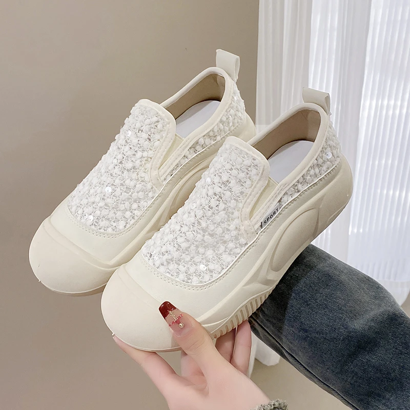 正品小香风饼干鞋夏季镂空透气平底网面蕾丝女鞋时尚软底小白鞋女