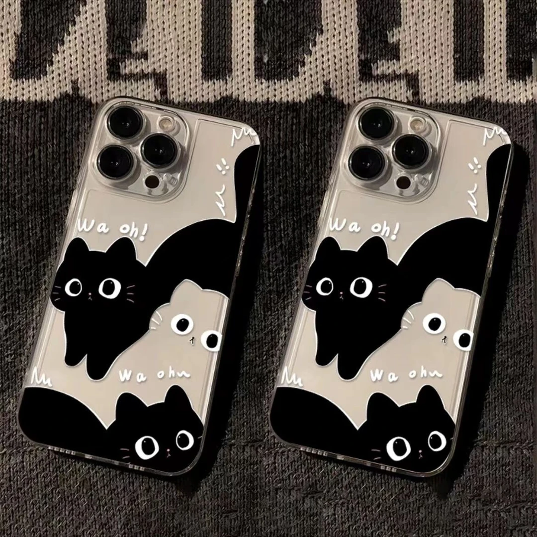 卡通猫咪苹果iPhone14PLIS可爱手机壳15/13小众11promax透明x防摔