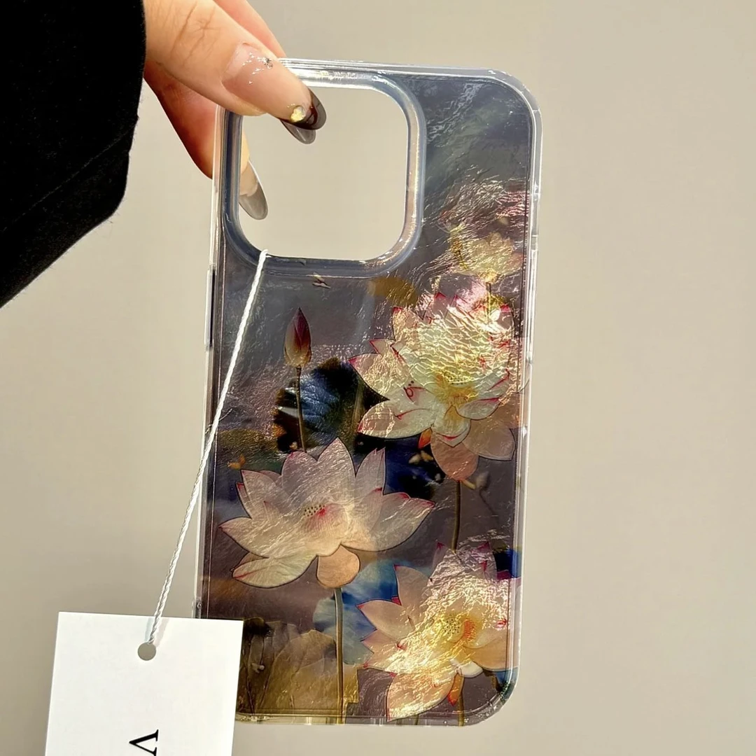 ins小清新雪花森林适用苹果14手机壳iPhone15潮11冰川纹13promax