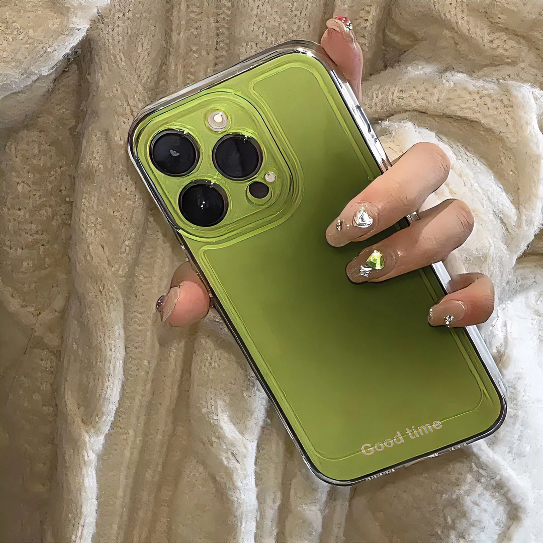 ins绿色晕染英文iPhone14苹果15手机壳11简约13小清新12promax软7