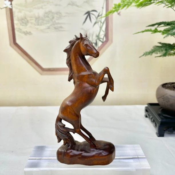 小叶黄杨木仿古做旧（立马成功）家居装饰摆件马到成功复古怀旧工艺
