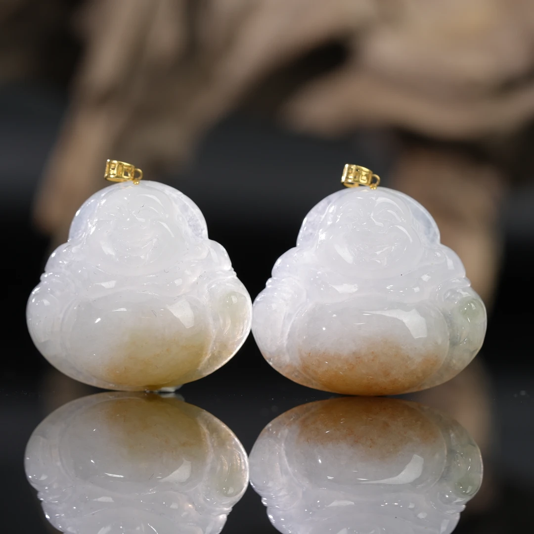 【初见珠宝】18K金翡翠吊坠3-1C316X18多样性发一件】尺寸约26*23mm+