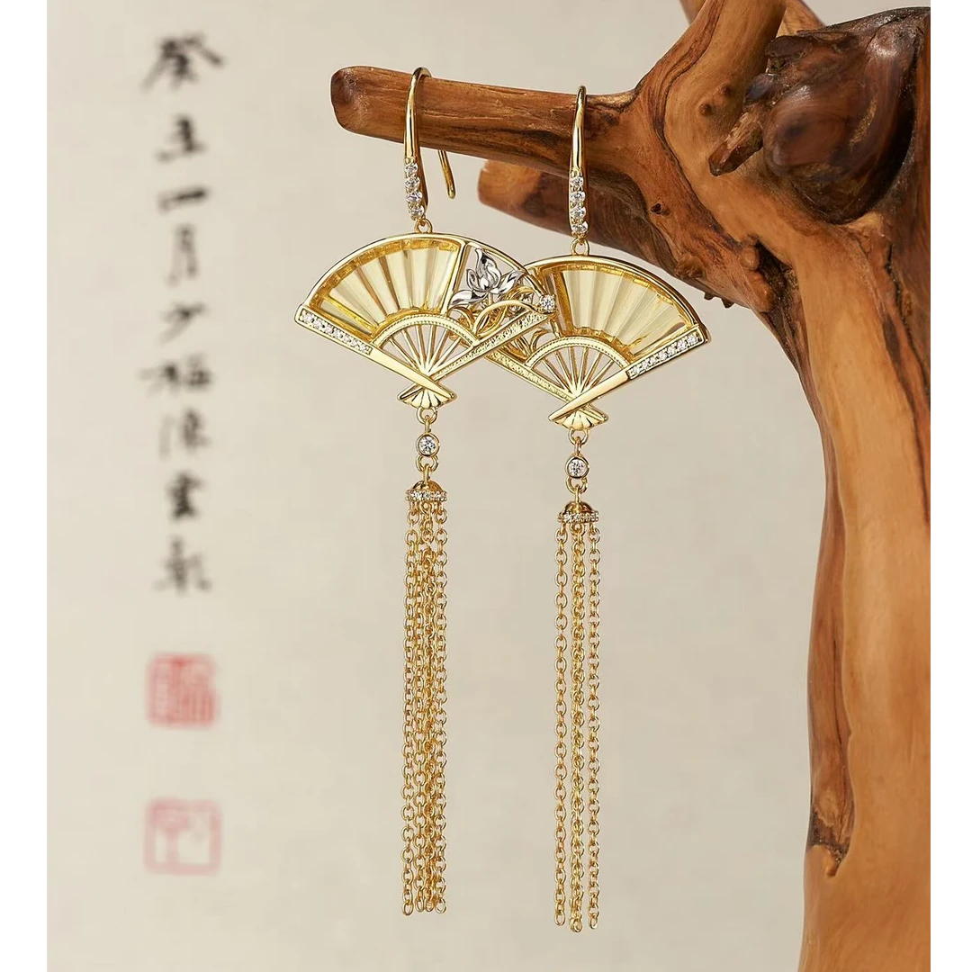 【初见甄选】S925银琥珀耳钩1-1C02X77【多样性发一件】静庭幽兰