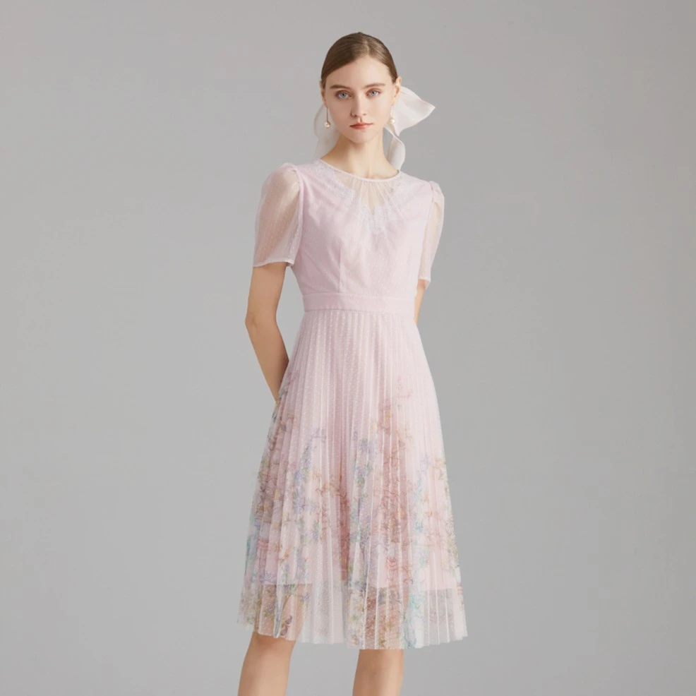 欧柏兰奴连衣裙OBXL8823显瘦气质优雅时尚甜美收腰修身设计师1