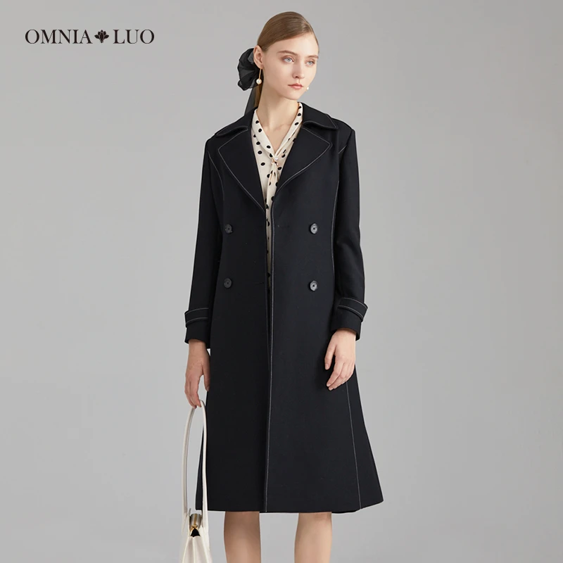 欧柏兰奴【绵羊毛】商场同款23年春优雅撞色长袖装领开衫修身风衣1