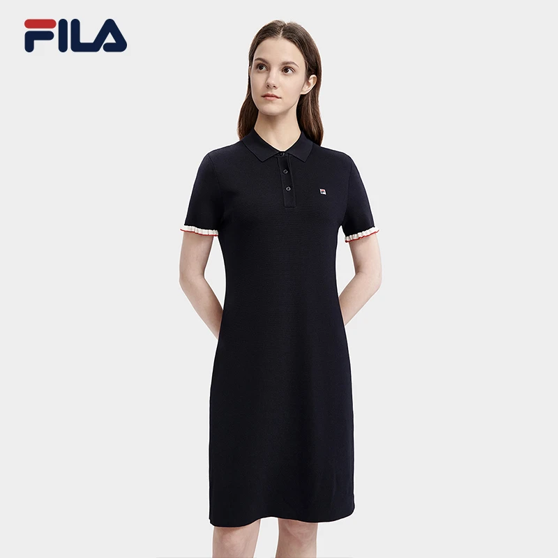 【流光风】Fila/斐乐时尚休闲简约百搭秋季百搭翻领女运动连衣裙