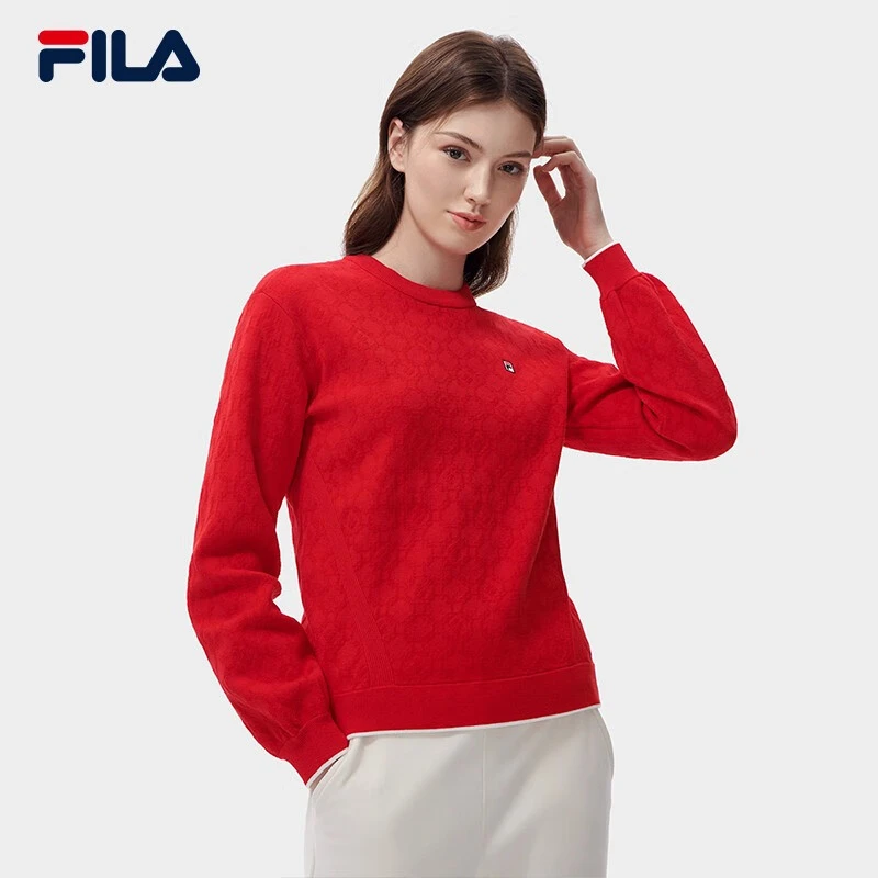Fila/斐乐女子编织衫 秋季百搭圆领宽松休闲长袖上衣F11W311411