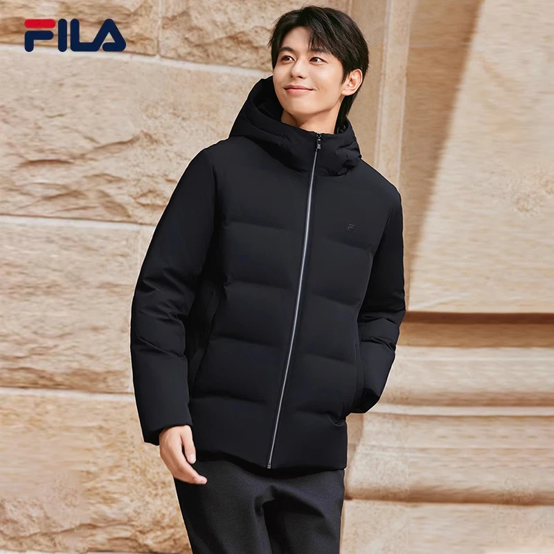 Fila/斐乐羽绒服23冬季百搭基础休闲舒适保暖连帽上衣 F11M342908