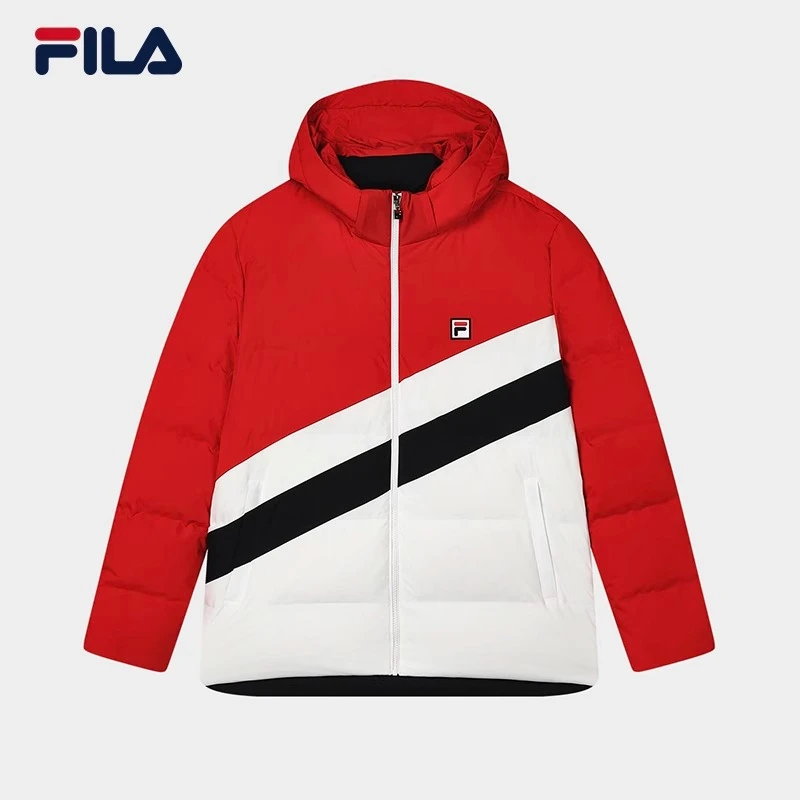 Fila/斐乐男羽绒服时尚 冬季百搭撞色拼接舒适连帽外套F11M349913