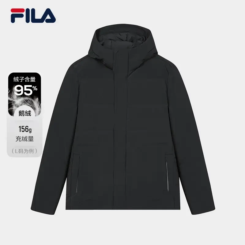 Fila/斐乐男羽绒服时尚百搭基础简约商务休闲连帽上衣 F11M342910