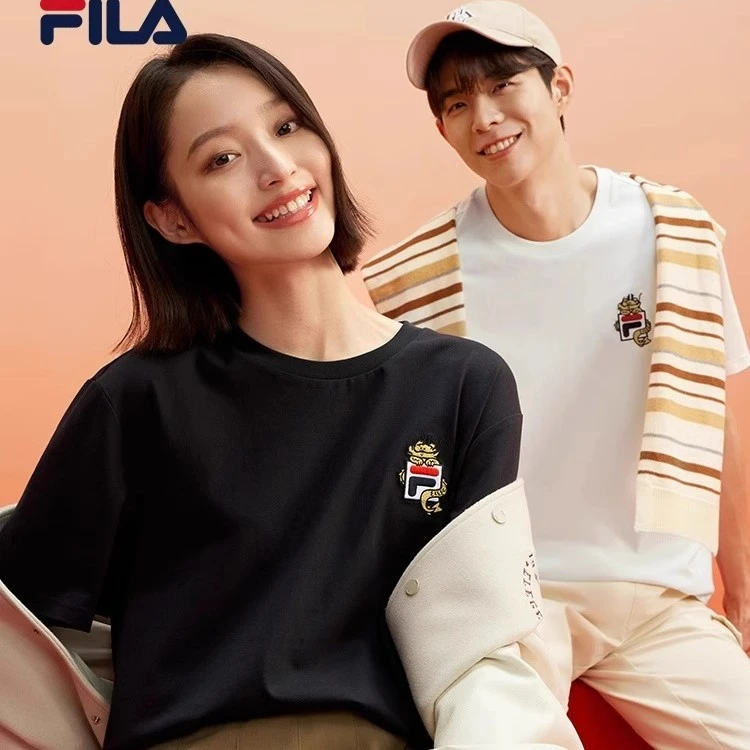 Fila/斐乐龘龘龙情侣短袖T恤2024春新款龙年红色上衣F11U419102