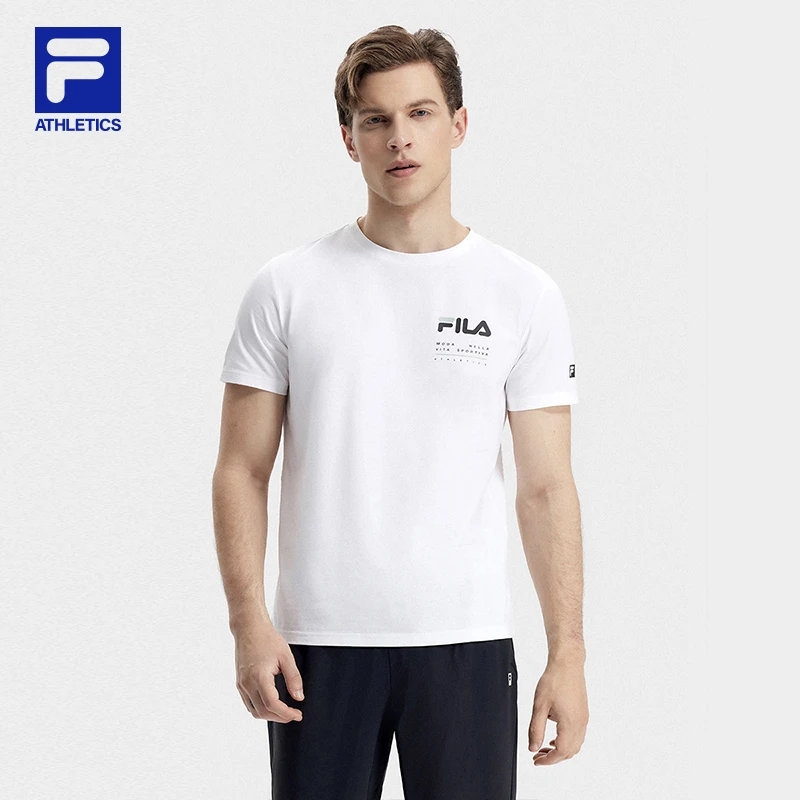 Fila/斐乐男夏透气简约运动健身服半袖针织短袖T恤 A11M321108