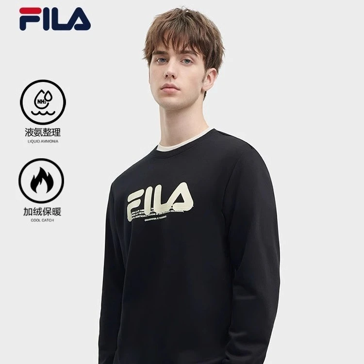 Fila/斐乐卫衣加绒男2023冬季百搭 套头衫休闲运动新年F11M349213
