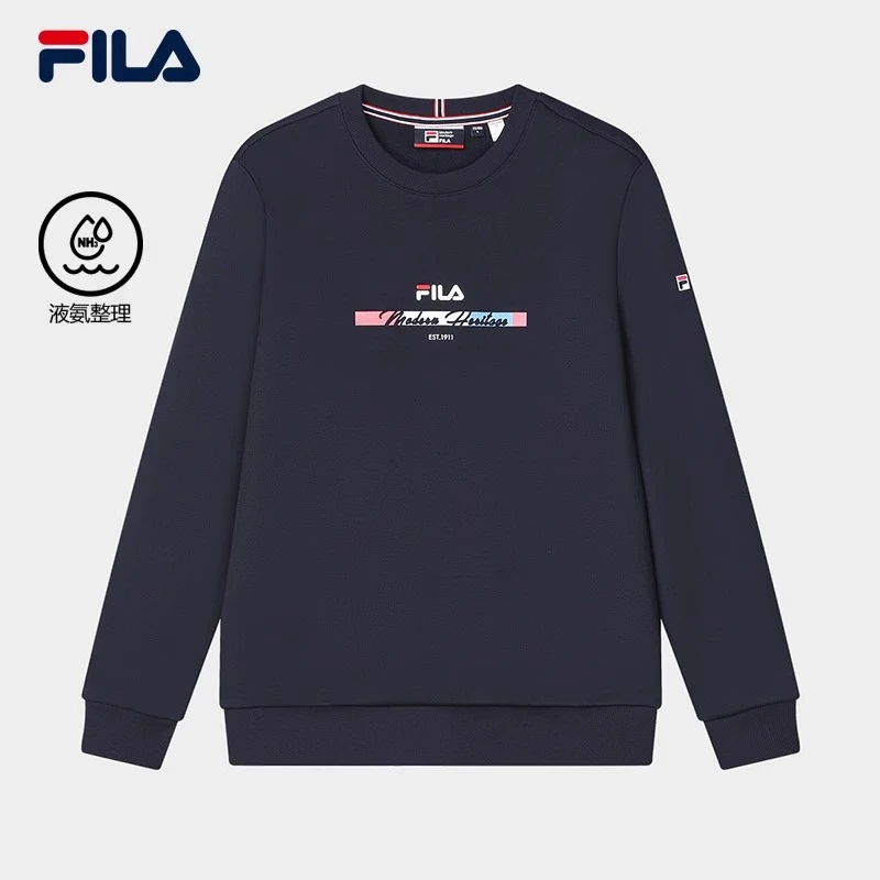 Fila/斐乐男针织套头衫2024春季新款基础加绒休闲卫衣F11M411214