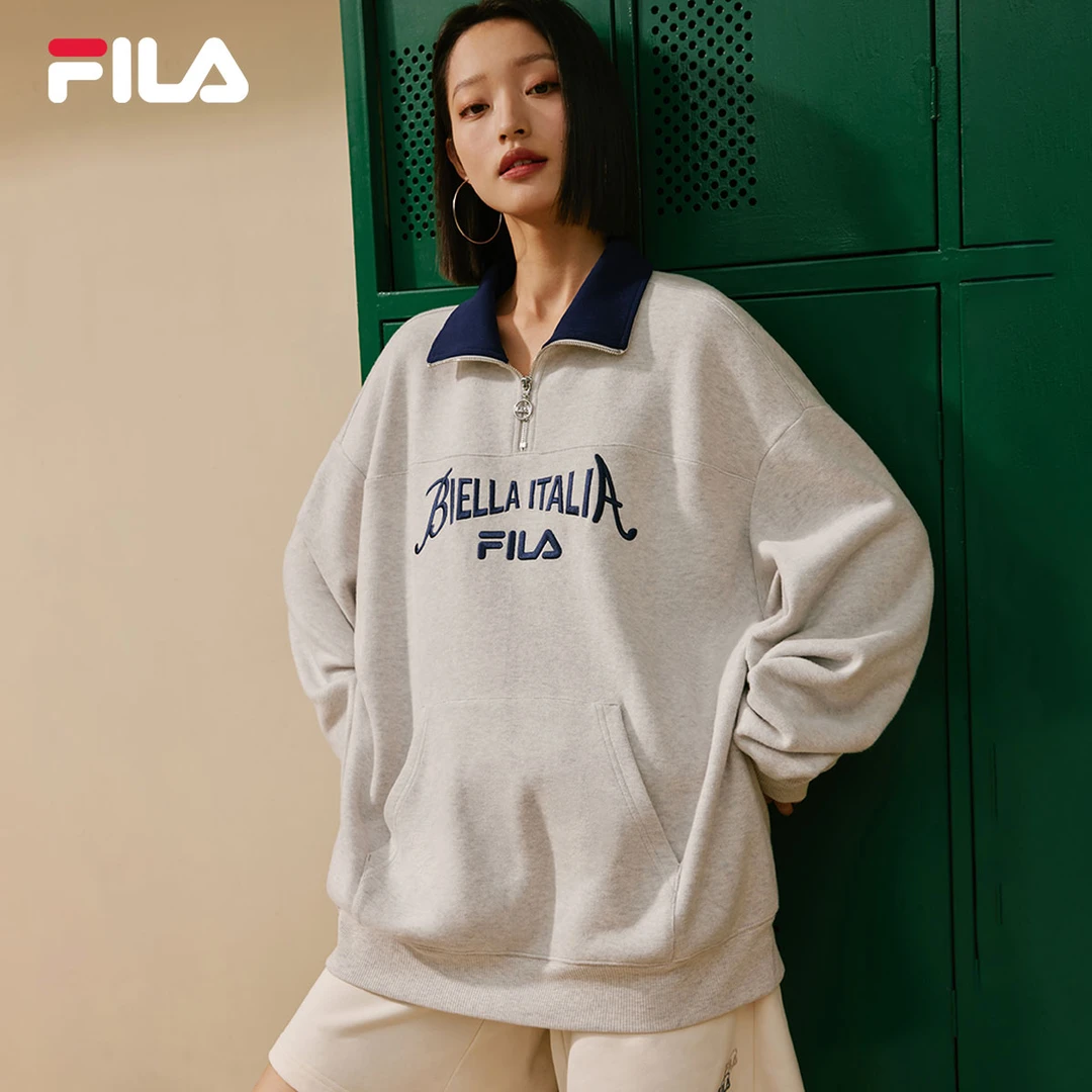 Fila/斐乐情侣卫衣秋季新 美式复古宽松拉链套头衫上衣F11U339201