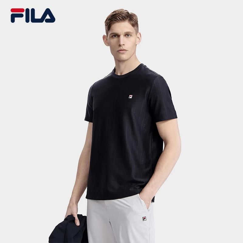 Fila/斐乐男士【抗皱提花短袖】夏季透气舒适商务休闲T恤F11M321114