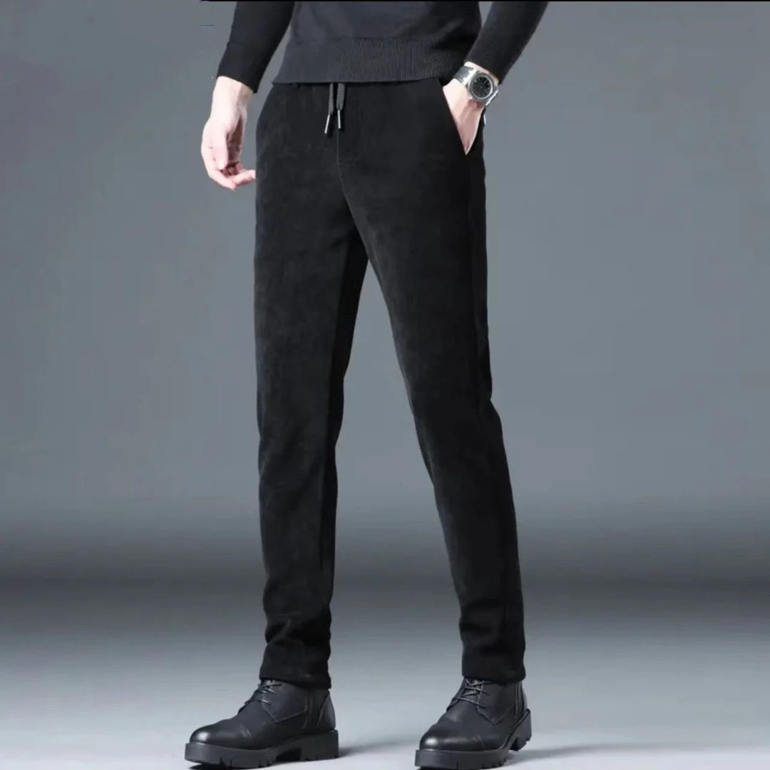 秋冬季加绒加厚灯芯绒裤子男春季新款直筒宽松休闲裤保暖条绒卫裤