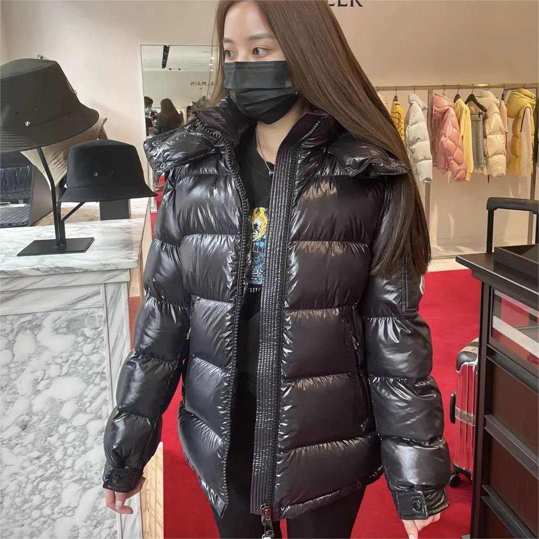 全新未使用 MONCLER 蒙口MAIRE 女款纯色连帽长袖羽绒服 女款黑色