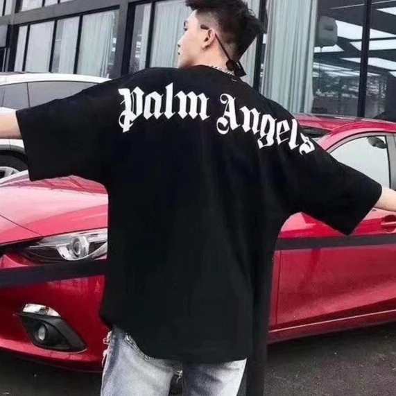 全新未使用 Palm Angels 经典背后字母大Logo印花圆领短袖T恤潮流