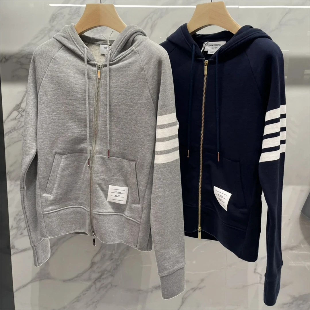 全新未使用 THOMBROWNE 袖标条纹拉链经典连帽卫衣外套 秋季 新款