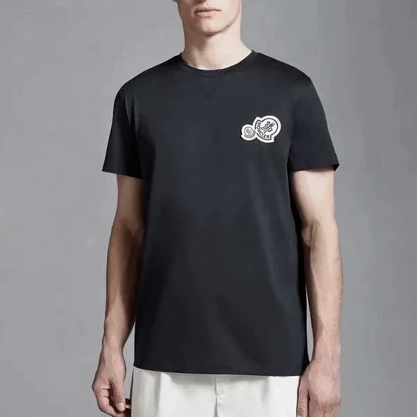 全新未使用 MONCLER 大小logo微标圆领短袖T恤男女款 黑白色 夏季