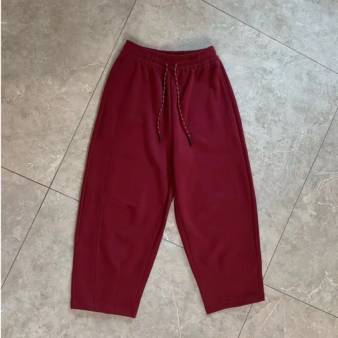 欧货休闲九分裤气球卫裤女2024秋季新款卷边慵懒哈伦宽松老爹裤