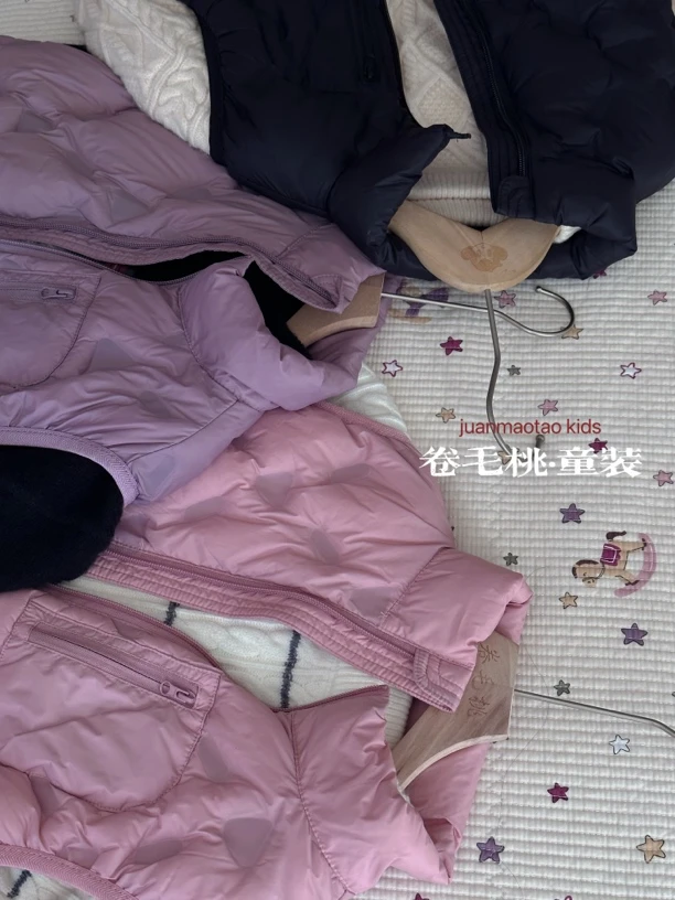 卷毛桃秋冬儿童羽绒马甲