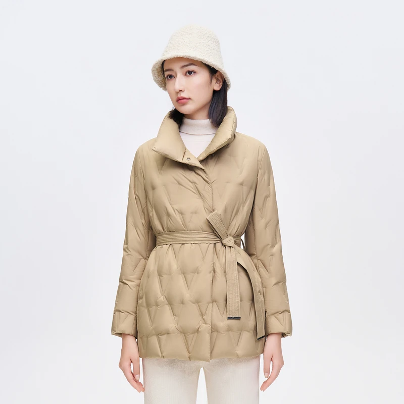 波司登秋冬简约时尚洋气轻薄保暖收腰气质女鹅绒服外套B30134142