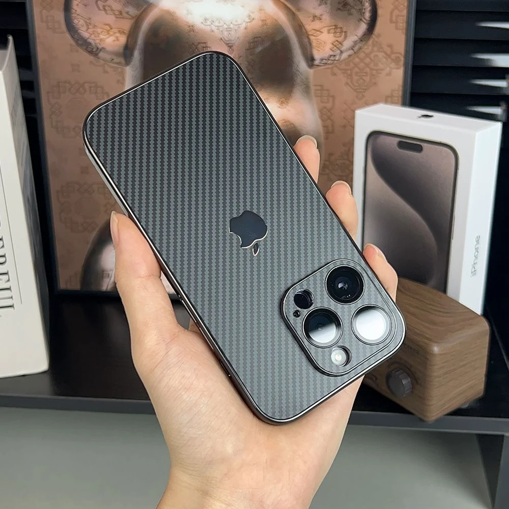 碳纤维纹适用苹果15promax手机壳磨砂超薄iPhone14/13/12镜头膜