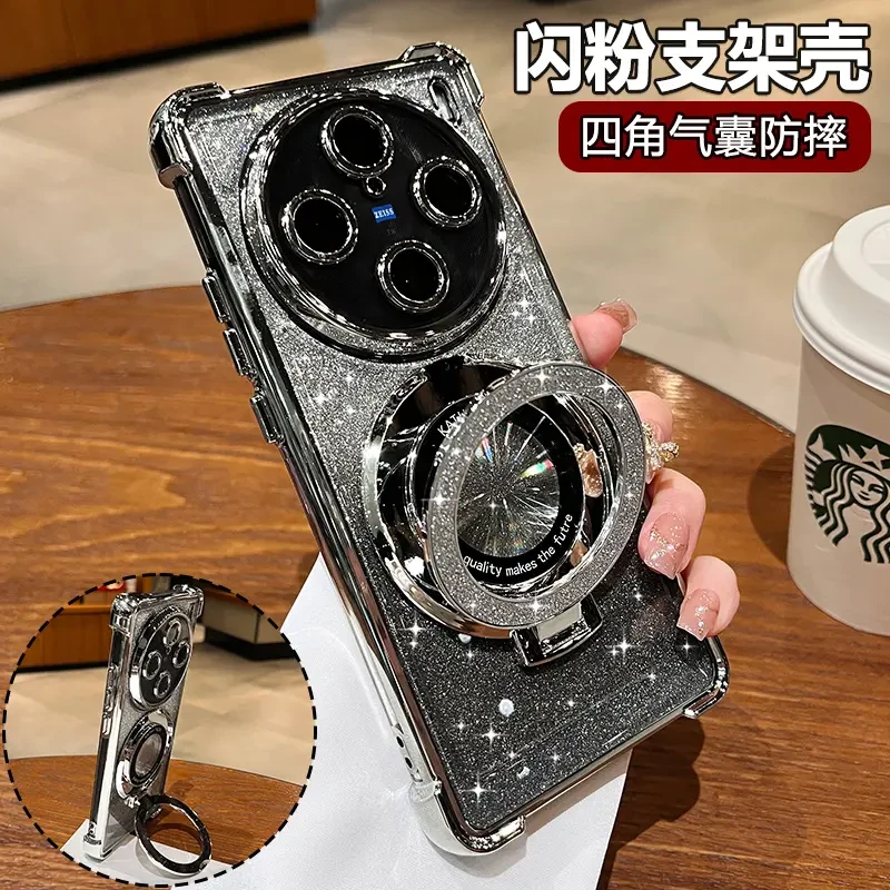 气囊防摔适用vivox100s手机壳奢华闪粉x900pro支架x80高级感x90女