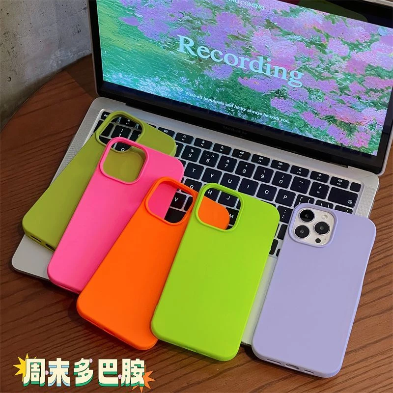 夏日清新橙色苹果13手机壳iPhone11 12 14promax女款xs裸机感xr男